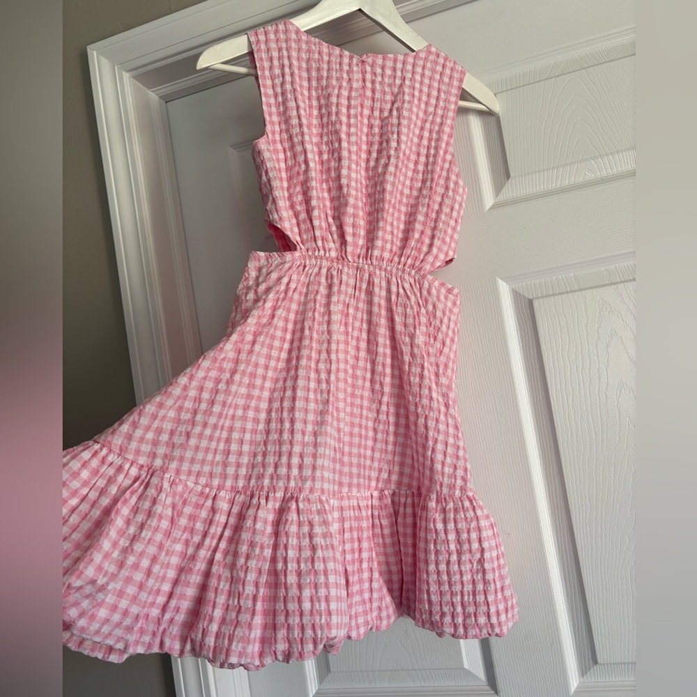 Zara Pink Gingham Tiered Casual Dress Size 13-14